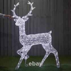 ConnectGo 55cm-140cm Christmas Reindeer Acrylic White Standing Outdoor Figure
