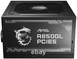 MSI MAG A850GL PCIE5 Power Supply Unit, 850W, 80 Plus Gold, Fully Modular, ATX 7