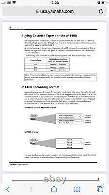 Yamaha MT400 Multi-Track 4TR Cassette Tape Recorder MIC/Line & Power Supply